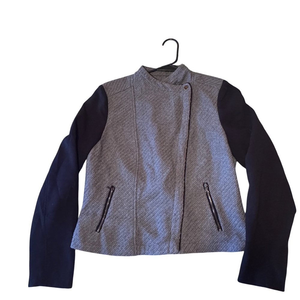 Banana Republic Colorblock Zip Up Jacket Size Large Gray Black Wool Blend
